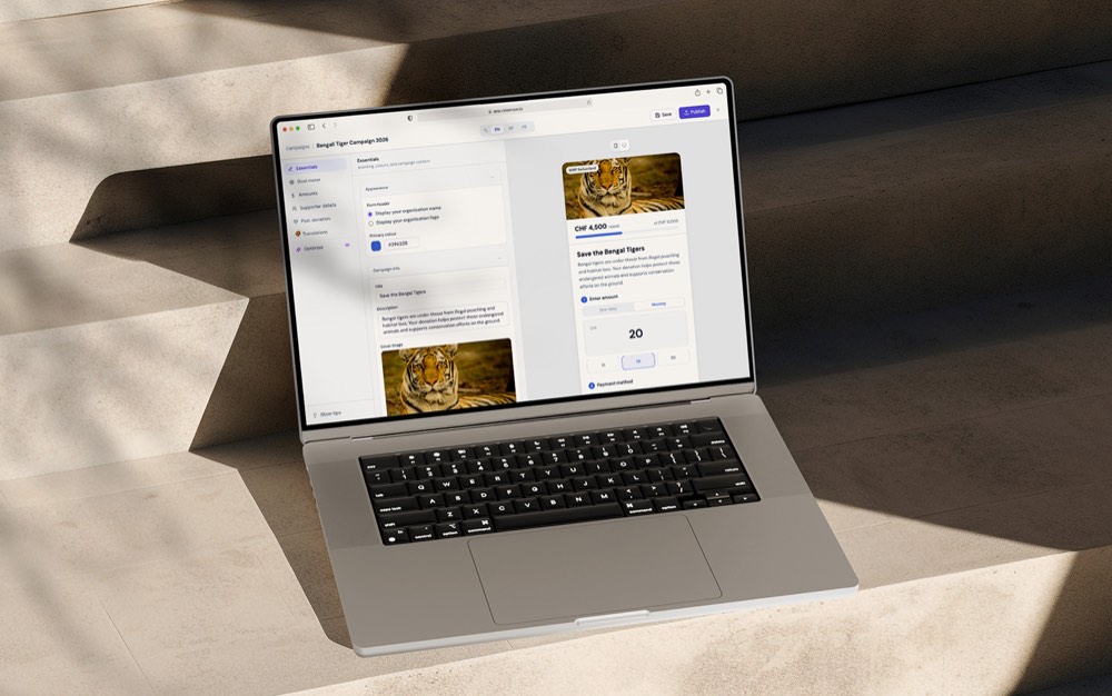 RaiseNow donation form on a laptop
